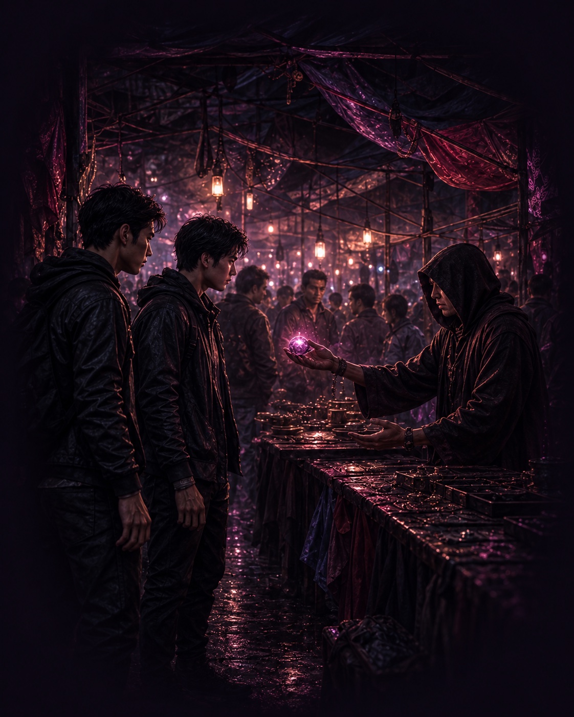 Two heroes facing a difficult choice in a hidden market
